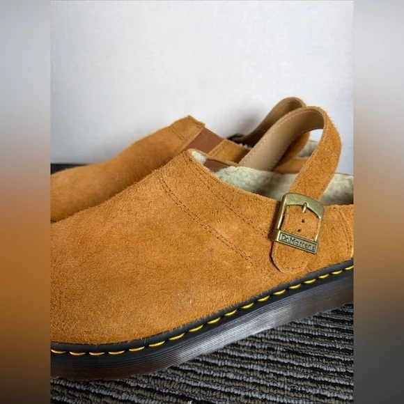 Dr Martens Isham Faux Shearling Long Napped Suede Slingback Mules-men 13 Wmn 12 - Picture 6 of 10